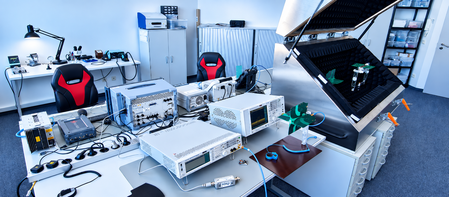 Laborarbeitsplätze mit HF-Messtechnik bei Sevskiy