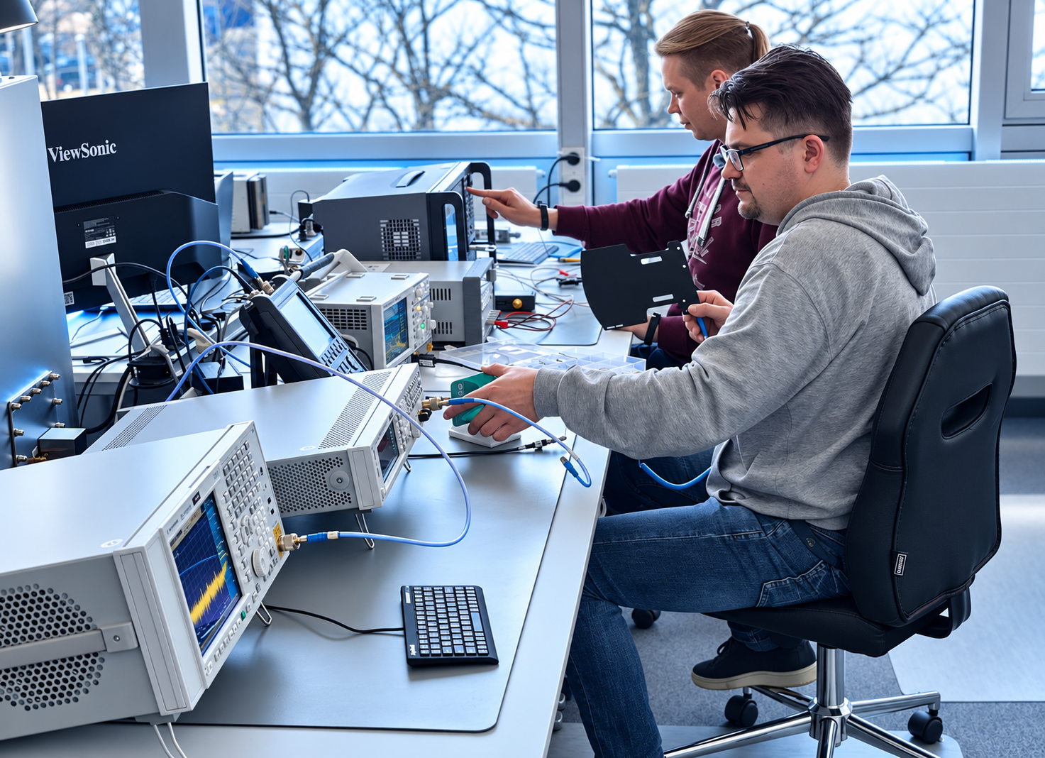 HF-Entwickler der Sevskiy GmbH bei der Arbeit im Labor in München